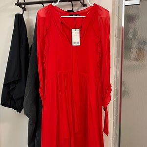 MANGO Red flowy dress.